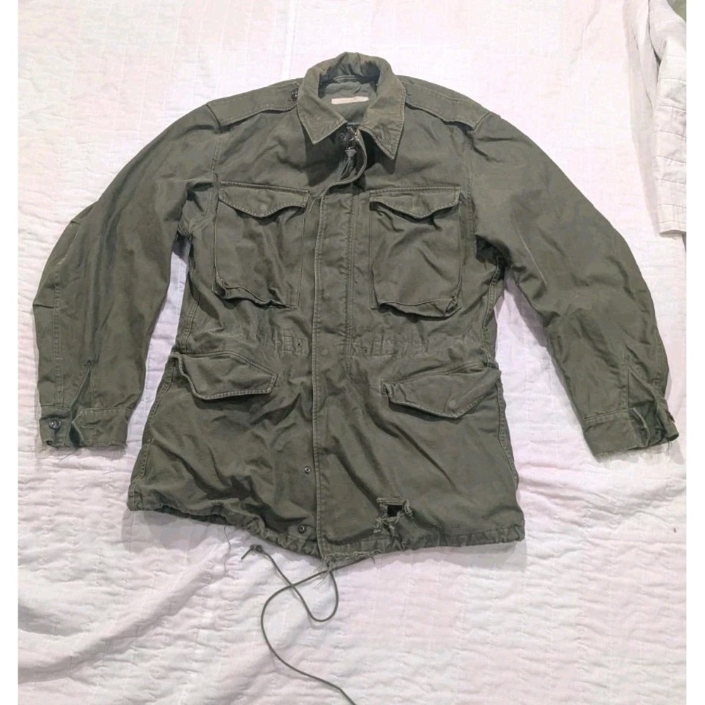 Vintage Vietnam M-65 Sateen Field Jacket Mens Small Long  OG-107 w Smoking Liner